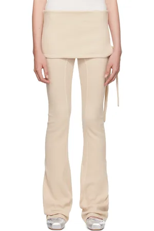 OPEN YY Off-White Waffle Skirt Layered Lounge Pants