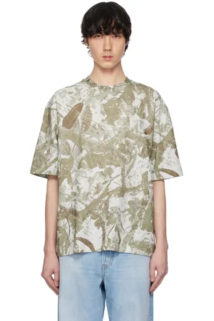 Acne Studios Off-White & Green Relaxed Fit Crew Neck T-shirt