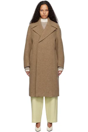 Auralee Brown Sponge Wool Melton Double-Breasted Coat