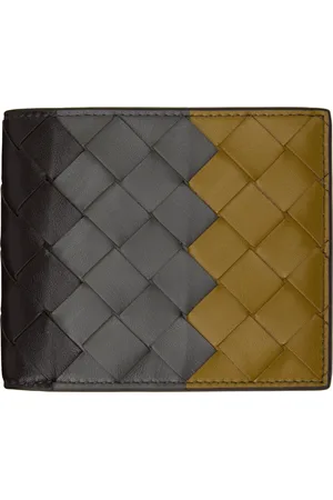 Bottega Veneta Gray & Khaki Intrecciato Bi-Fold Wallet