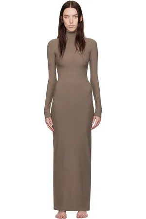 SKIMS Taupe Soft Lounge Turtleneck Maxi Dress