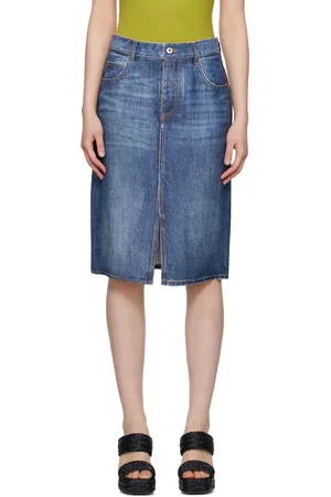 Bottega Veneta Blue Printed Midi Skirt