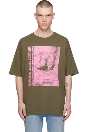 VERSACE Khaki Screen-Printed T-shirt