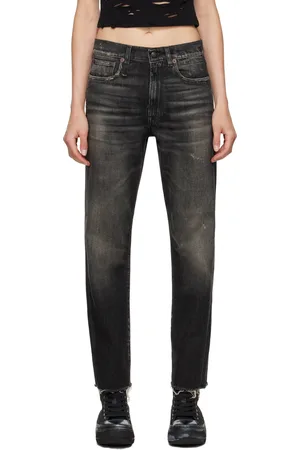 R13 Black Stretch Boyfriend Jeans