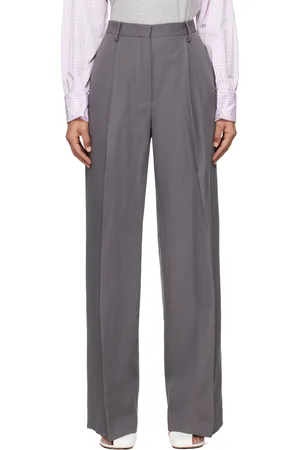 DRIES VAN NOTEN Taupe Wool & Paper Trousers
