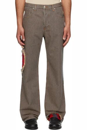 Edward Cuming Navy & Beige Jacquard Circle Window Jeans