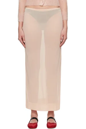 Simone Rocha Pink Sheer Column Midi Skirt