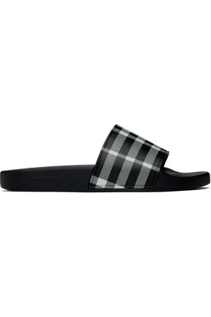 Burberry Black & White Check Pool Slides