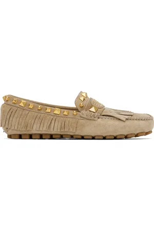 VALENTINO GARAVANI Taupe Plaster Caster Driver Loafers