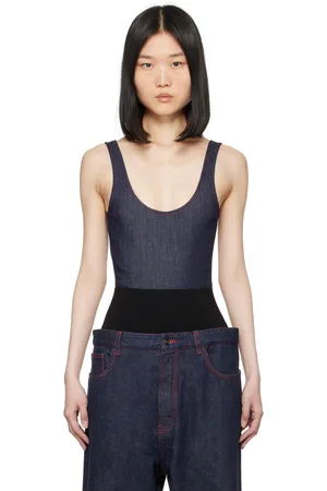 Alaïa Blue Tank Denim Bodysuit
