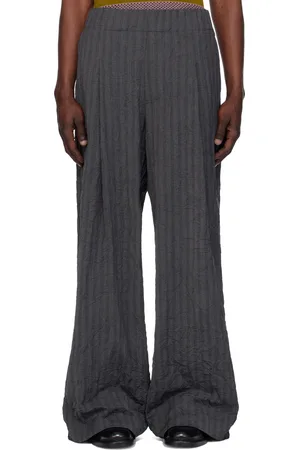 DRIES VAN NOTEN Navy Pleated Trousers