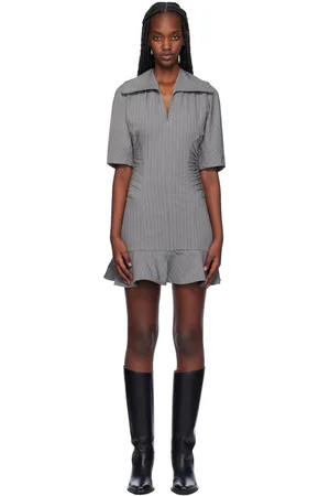 Ganni Gray Striped Suiting Minidress
