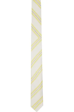 DRIES VAN NOTEN Off-White & Yellow Striped Tie