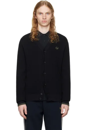Fred Perry Black Waffle Stitch Cardigan