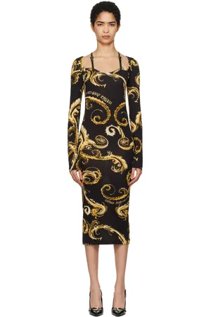 VERSACE Black Chromo Couture Midi Dress