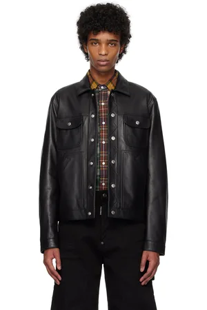 Dsquared2 Black Boxy Jean Leather Jacket