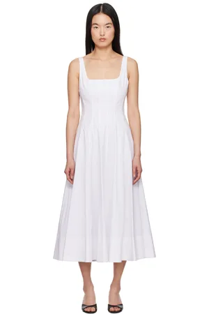 Staud White Wells Midi Dress