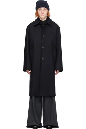 DRIES VAN NOTEN Navy Single-Breasted Coat
