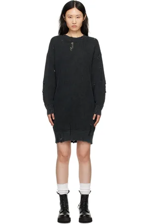 R13 Black Oversized Sweater Midi Dress