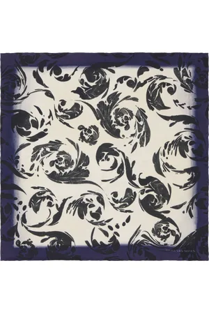 DRIES VAN NOTEN Off-White & Navy Silk Pocket Square