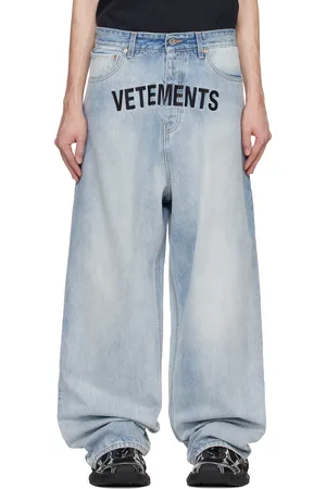 Vetements Blue Embroidered Logo Baggy Jeans