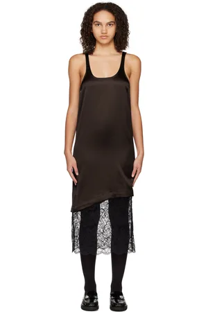 Ganni Brown Paneled Midi Dress