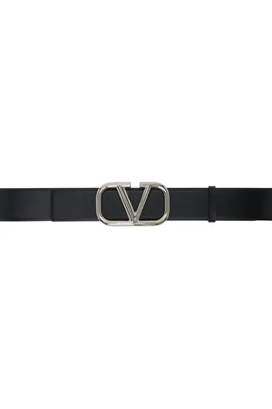 VALENTINO GARAVANI Black VLogo Signature Calfskin Belt