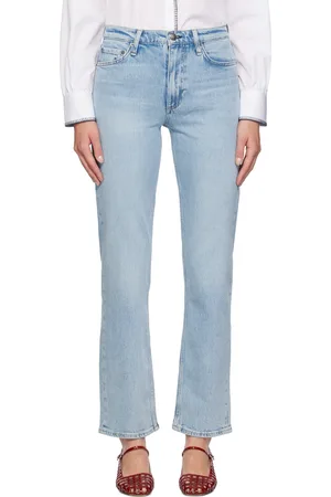 RAG&BONE Blue Harlow Full Length Straight Jeans