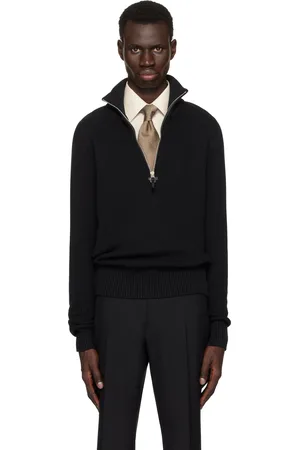Tom Ford Silk Merino Rib Quarter Zip Sweater