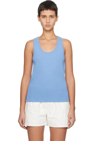 Bottega Veneta Blue Ribbed Tank Top