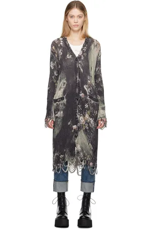 R13 Black Distressed Long Cardigan