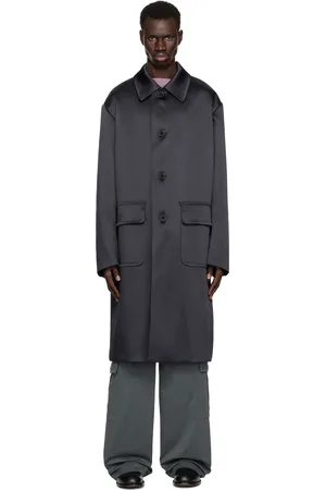 DRIES VAN NOTEN Navy Loose Fit Mac Coat