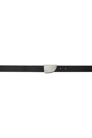Burberry Black Thin Leather Shield Belt