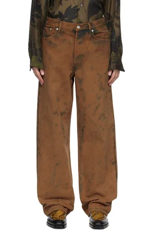 DRIES VAN NOTEN Brown & Gray Tie-Dye Jeans