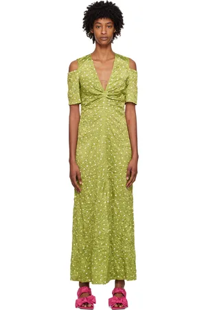 Ganni Green Polka Dot Maxi Dress