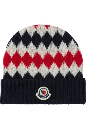 Moncler Baby Blue & Red Argyle Beanie