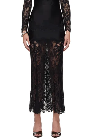 Paco rabanne Black Long Lace Maxi Skirt