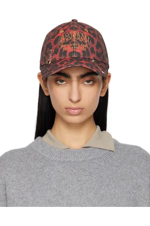 Ganni Red & Black Leopard Cap