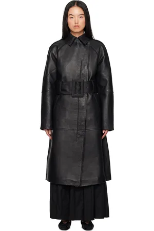 REMAIN Birger Christensen Black Bonded Leather Coat