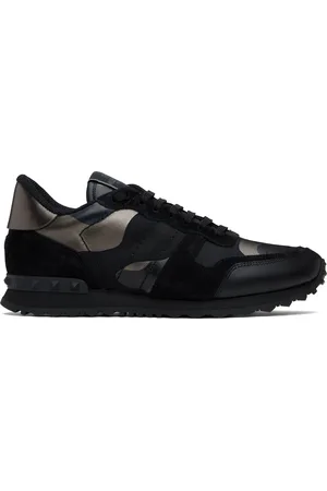 VALENTINO GARAVANI Black Rockrunner Camouflage Noir Metallic Sneakers