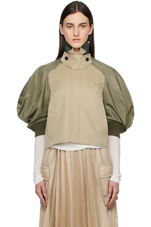 SACAI Beige & Khaki Paneled Jacket