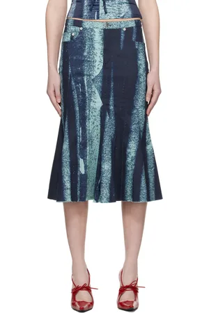 Miaou Blue Gaudi Midi Skirt