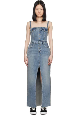 KSUBI Blue Paloma Frayed Denim Maxi Dress