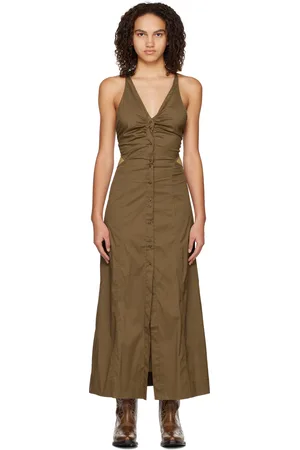Ganni Brown Criss-Cross Maxi Dress