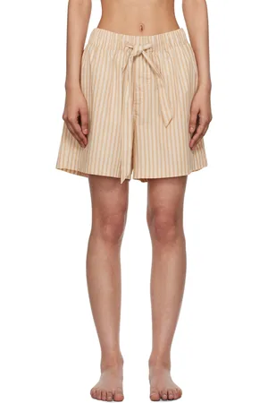 Tekla Beige Drawstring Pyjama Shorts