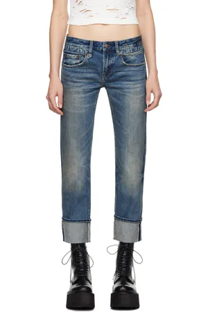 R13 Blue Cuffed Boy Straight Jeans