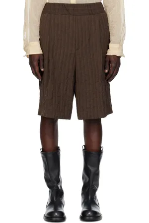 DRIES VAN NOTEN Brown Pleated Bermuda Shorts