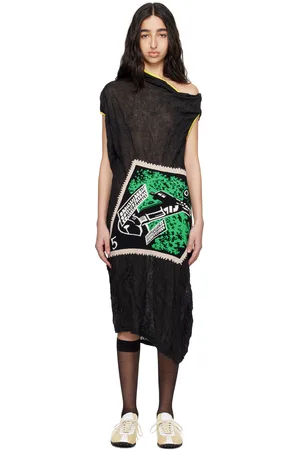 Kiko Kostadinov Black Satellite Knit Midi Dress