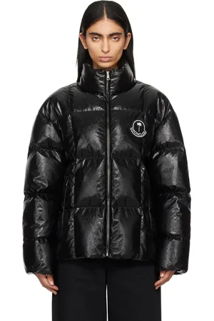 Moncler Moncler x Palm Angels Black Simoon Faux-Leather Down Jacket