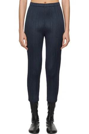 PLEATS PLEASE ISSEY MIYAKE Navy Wormhole Trousers